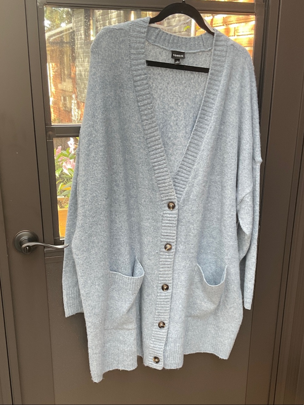 torrid Light Blue Oversized Button Front Cardigan